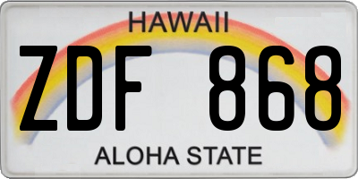 HI license plate ZDF868