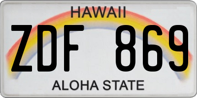 HI license plate ZDF869