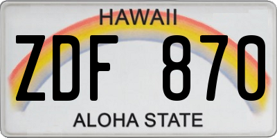 HI license plate ZDF870