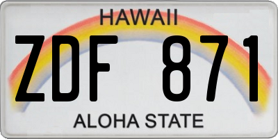 HI license plate ZDF871