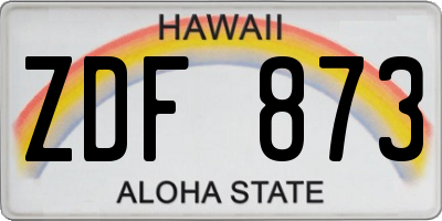 HI license plate ZDF873