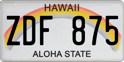 HI license plate ZDF875