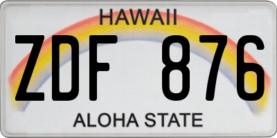 HI license plate ZDF876