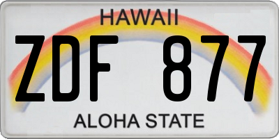 HI license plate ZDF877