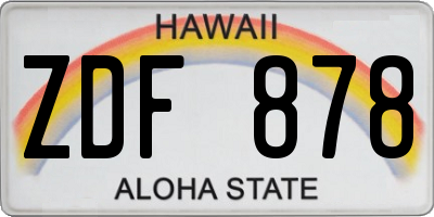 HI license plate ZDF878