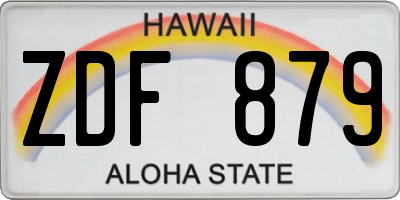 HI license plate ZDF879