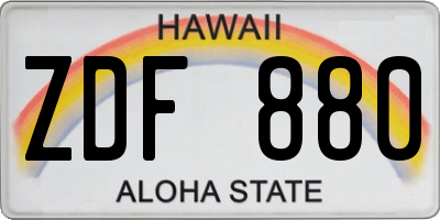 HI license plate ZDF880