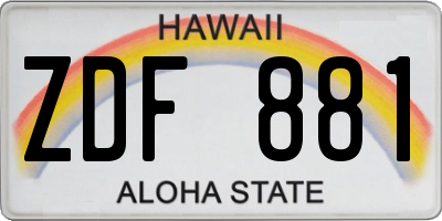 HI license plate ZDF881
