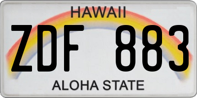 HI license plate ZDF883