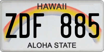 HI license plate ZDF885