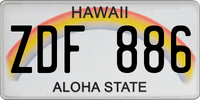 HI license plate ZDF886