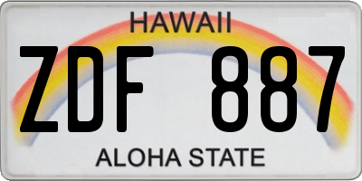 HI license plate ZDF887