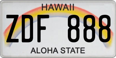 HI license plate ZDF888