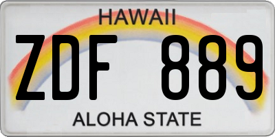 HI license plate ZDF889