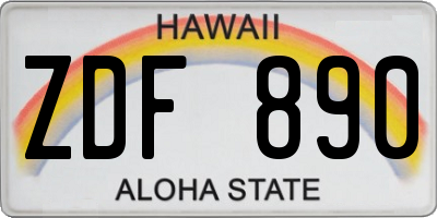 HI license plate ZDF890