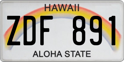 HI license plate ZDF891