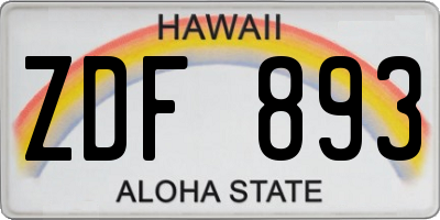 HI license plate ZDF893