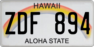 HI license plate ZDF894