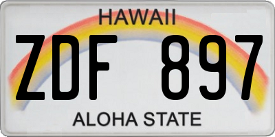 HI license plate ZDF897
