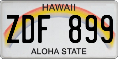 HI license plate ZDF899