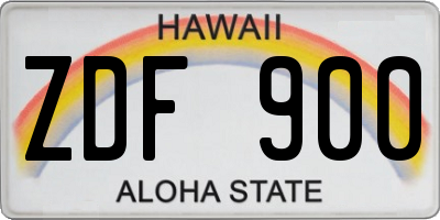 HI license plate ZDF900