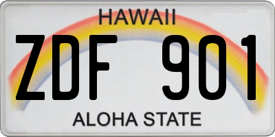 HI license plate ZDF901