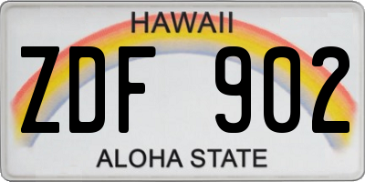 HI license plate ZDF902