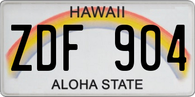 HI license plate ZDF904