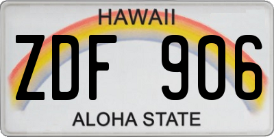 HI license plate ZDF906