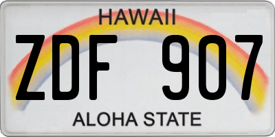 HI license plate ZDF907
