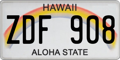 HI license plate ZDF908