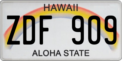 HI license plate ZDF909