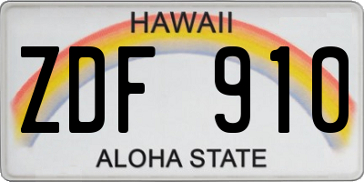 HI license plate ZDF910