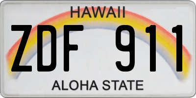 HI license plate ZDF911