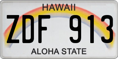 HI license plate ZDF913