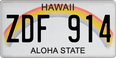 HI license plate ZDF914