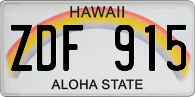 HI license plate ZDF915
