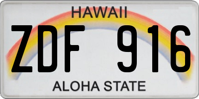 HI license plate ZDF916