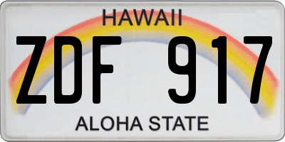 HI license plate ZDF917