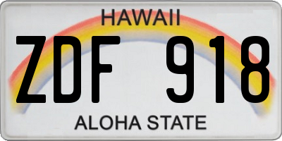HI license plate ZDF918