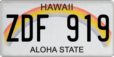 HI license plate ZDF919