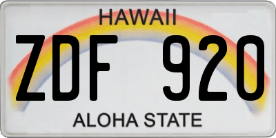 HI license plate ZDF920