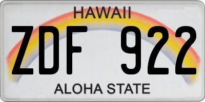 HI license plate ZDF922