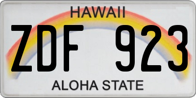 HI license plate ZDF923