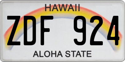 HI license plate ZDF924