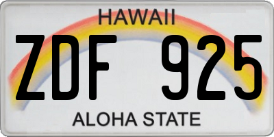 HI license plate ZDF925