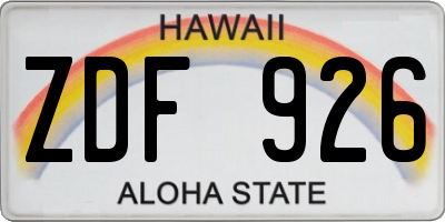HI license plate ZDF926