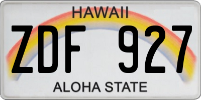 HI license plate ZDF927