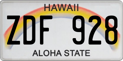 HI license plate ZDF928