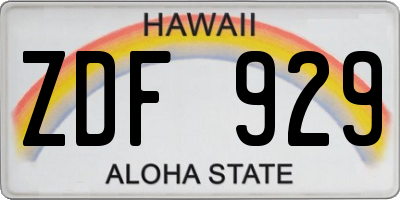 HI license plate ZDF929